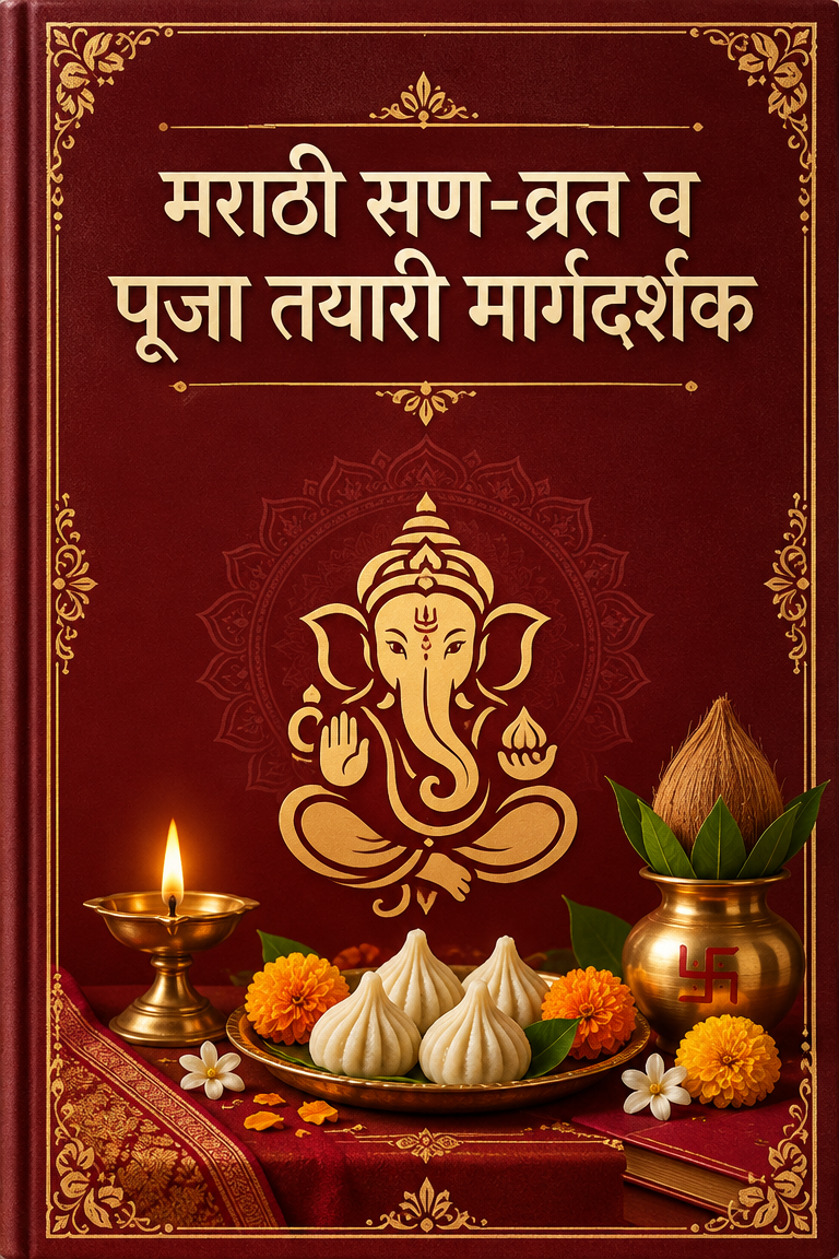 मराठी सण-व्रत व पूजा तयारी मार्गदर्शक — ई-बुक मुखपृष्ठ